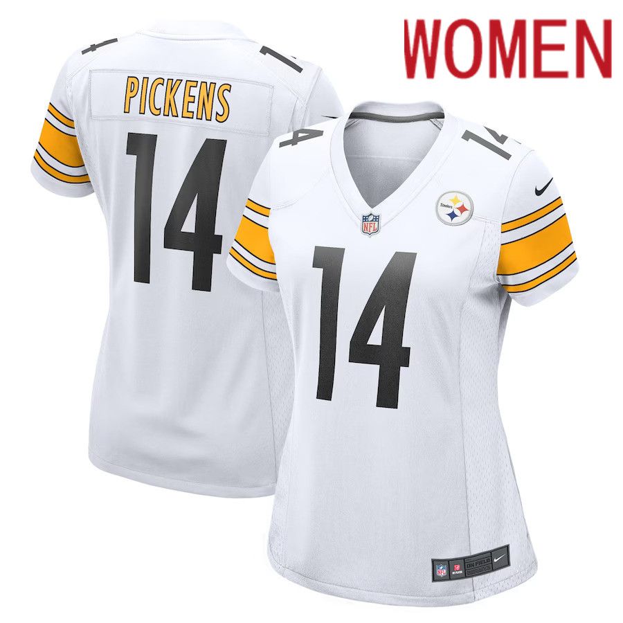 Women Pittsburgh Steelers #14 George Pickens Nike White Game Player NFL Jersey->women nfl jersey->Women Jersey